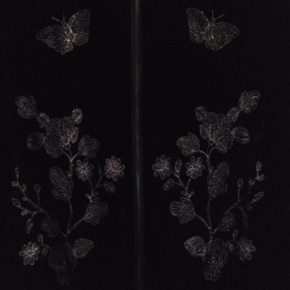 Hazel Embroidered Velvet Bomber Jacket NEW - Picture 6 of 7